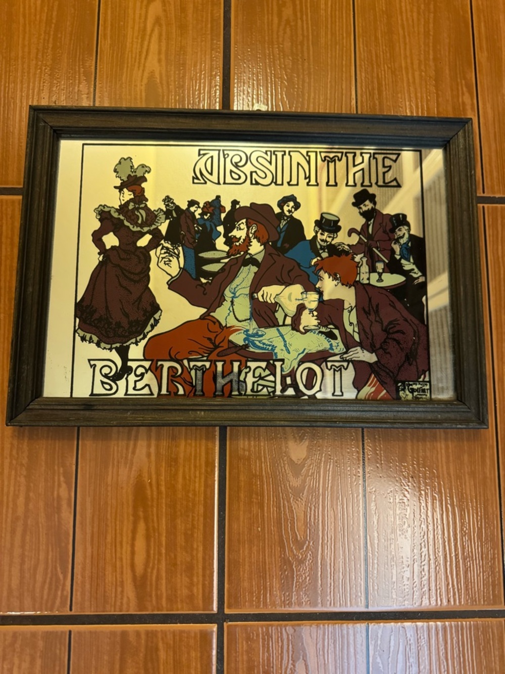 Vintage Framed Absinthe Berthelot glass Nouveau Art
